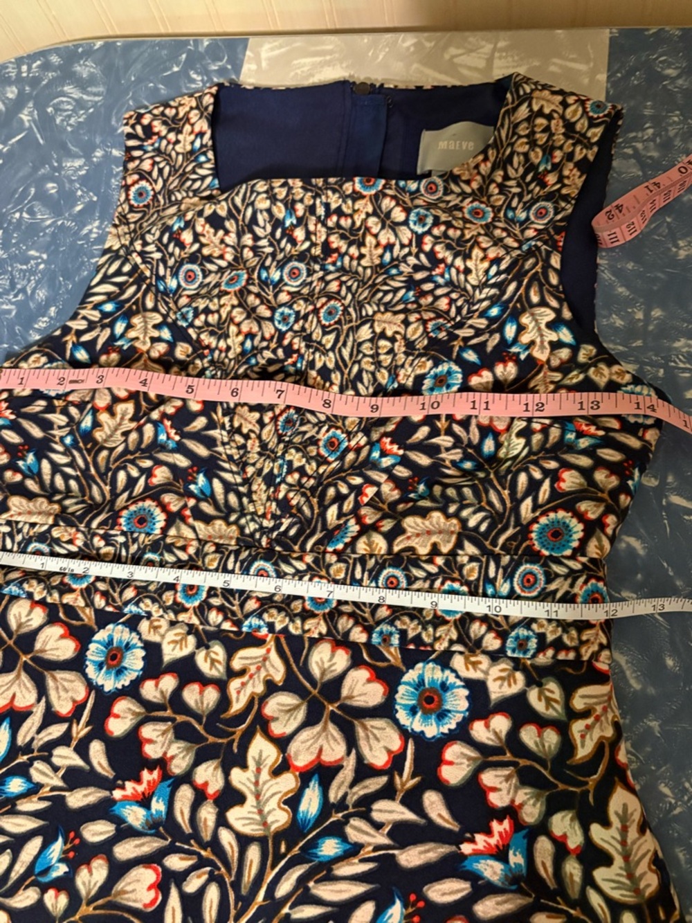 🌻3 for $20🌻 Maeve Anthropologie Navy Floral Print Sleeveless Dress - Picture 7 of 7